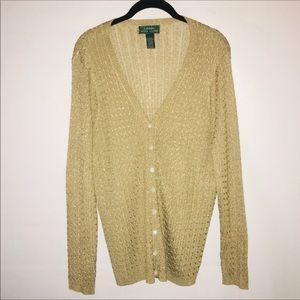 Ralph Lauren Gold Sparkly Cardigan